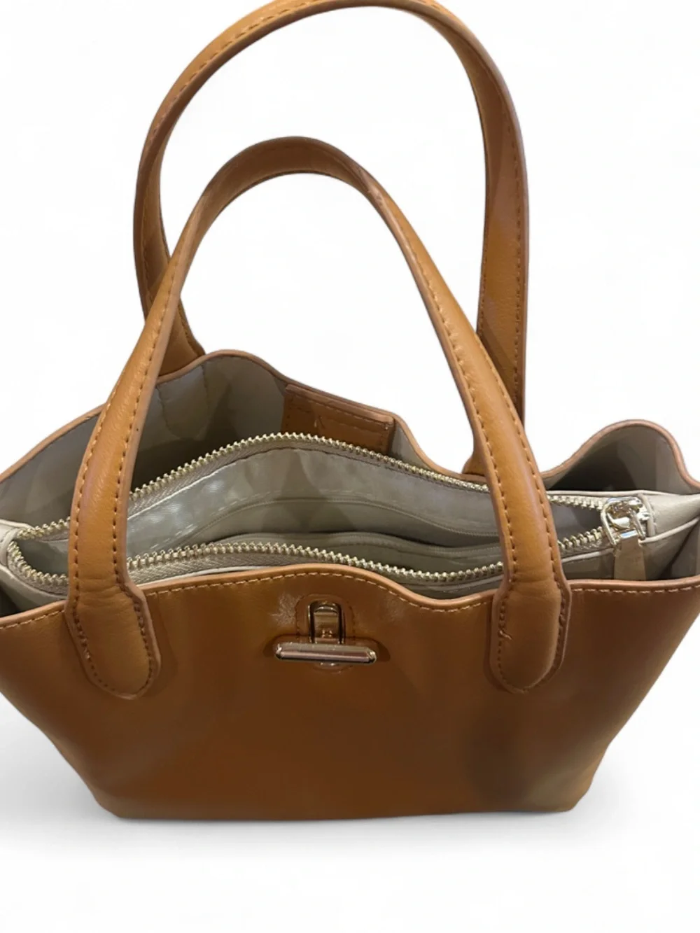 Miztique camel brown structured mini satchel tote 🤎✨